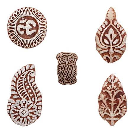 Set of 5 Piece New Mix Wooden Printing Blocks